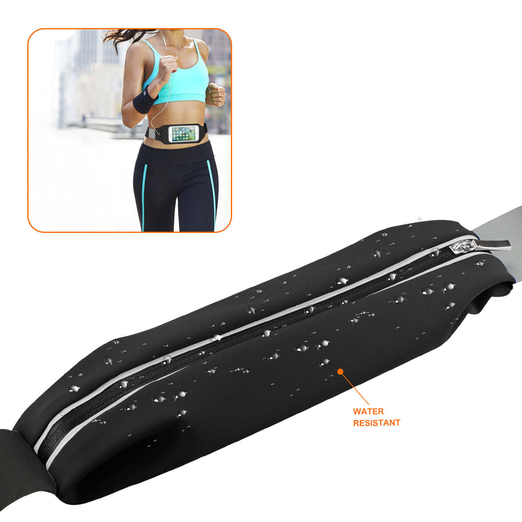 Reiko Running Sport Belt For Iphone 7/ 6/ 6S Or 5 Inches Device With Two Pockets In Black (5X5 Inches)