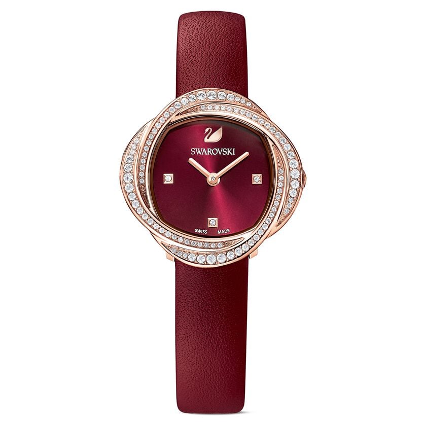 Swarovski Crystal Flower Ladies Red Watch