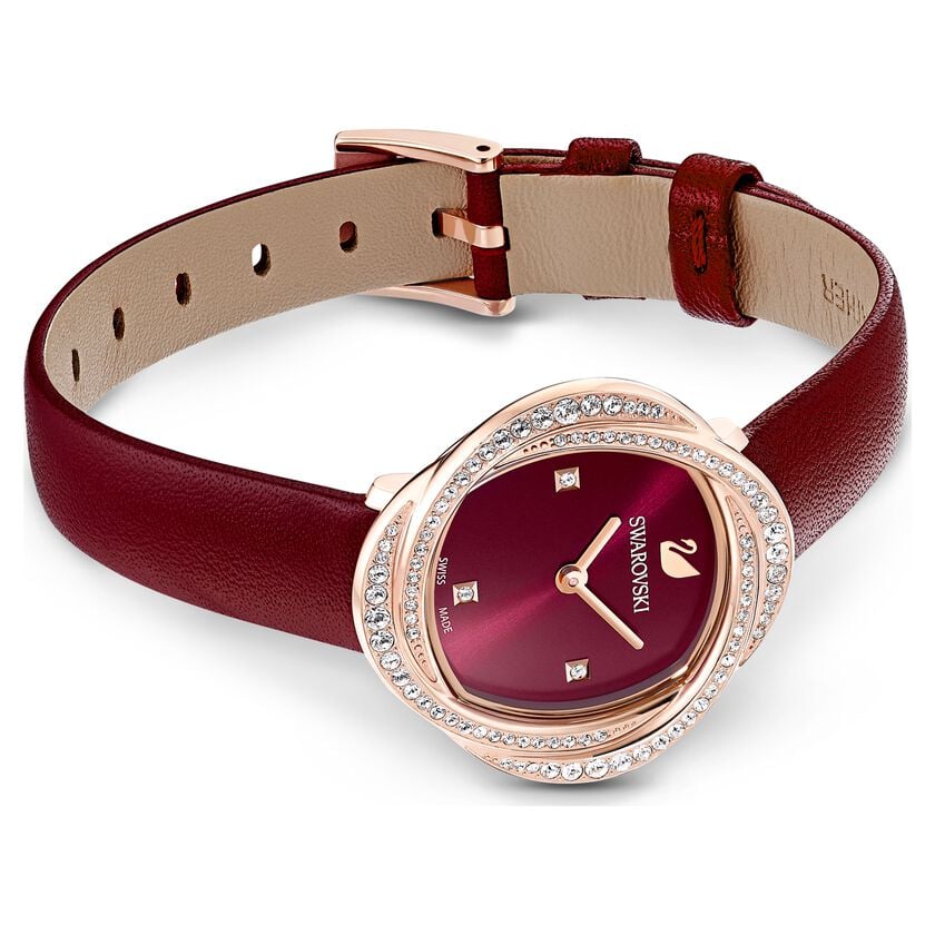 Swarovski Crystal Flower Ladies Red Watch