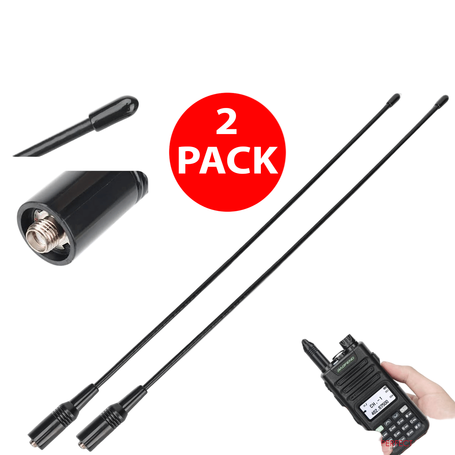 2-Pack For Baofeng UV5R UV-82 144/430MHz Dual Band Antenna NA771 SMA Female 10W