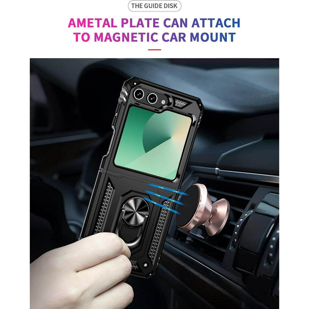 Entronix Case Compatible with Galaxy Z Flip 6 - Dual-Layer Guard Gripstand
