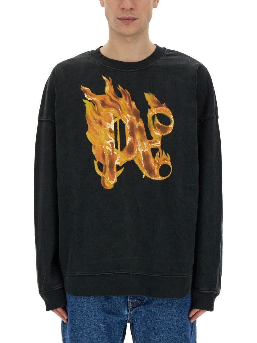 "Burning Monogram" Print-Sweatshirt