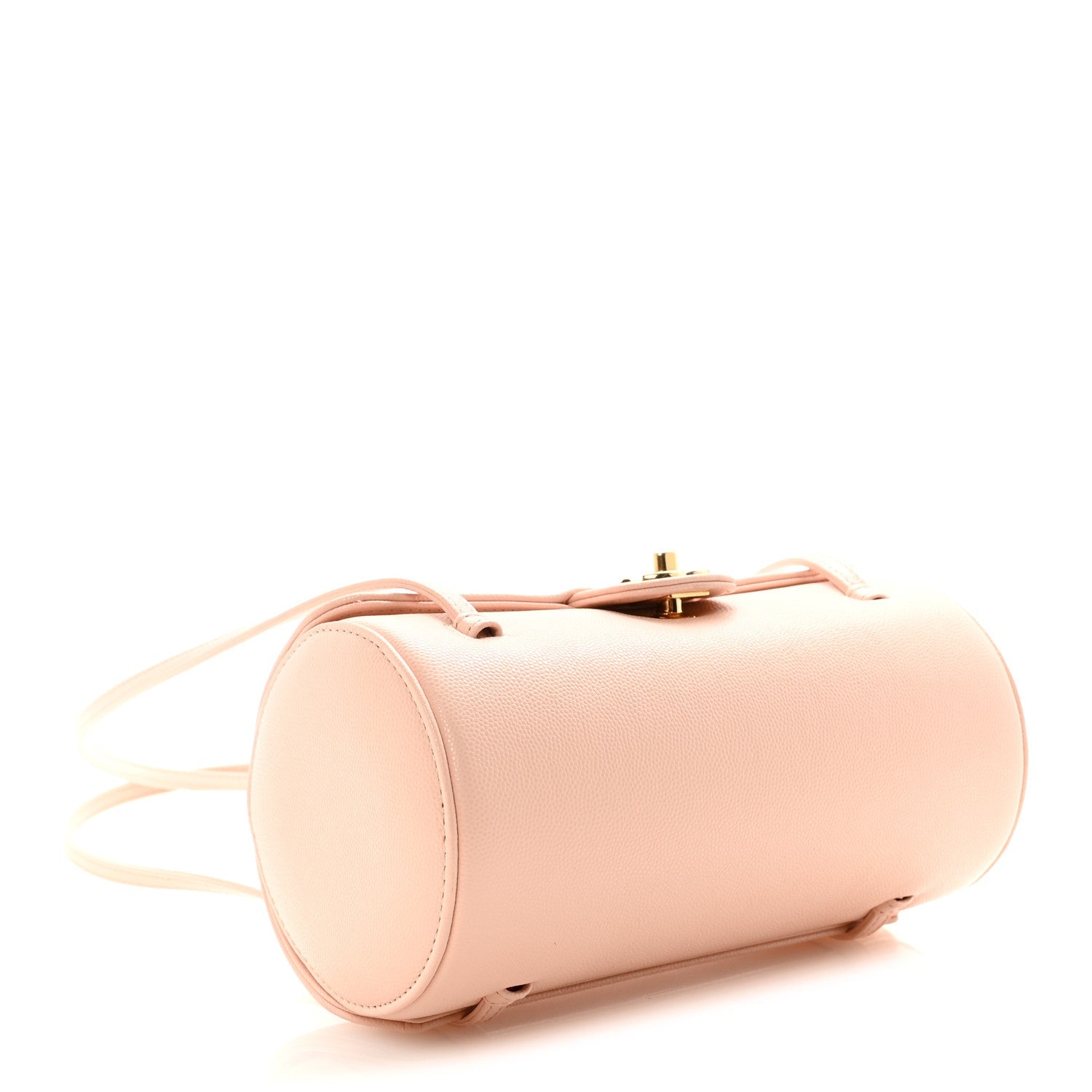Shiny Caviar Preppy Coco Small Bowling Bag Light Pink