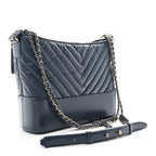Aged Calfskin Chevron Quilted Medium Gabrielle Hobo Blue