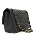 Caviar Quilted Jumbo Double Flap Dark Grey