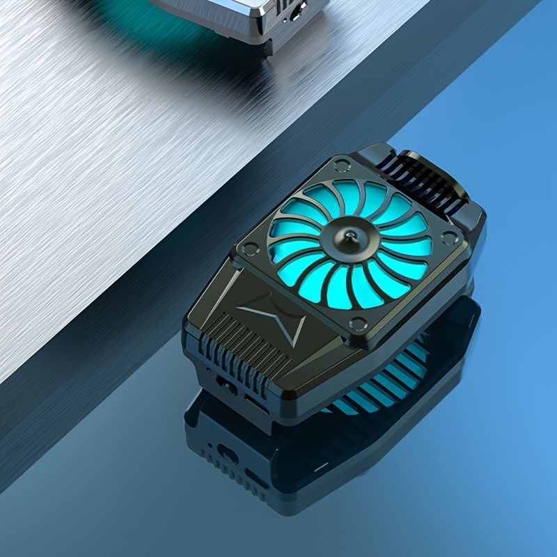 Mobile Phone Cooler Rechargeable Cooling Fan Cell Phone Radiator For Playing Games Watching Videos With LED Light; with Battery