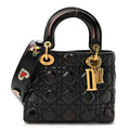 Crinkled Patent Cannage Small Lucky Badges My Lady Dior Black