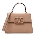 Grainy Calfskin Small VSling Top Handle Bag Poudre