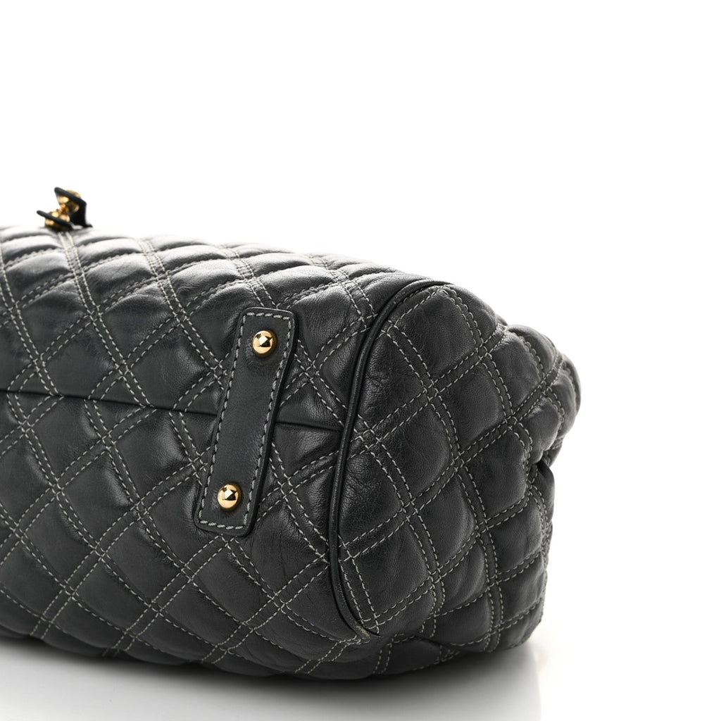 Calfskin Quilted Stam Dark Grey