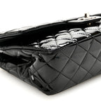 Patent Quilted Medium Double Flap Black