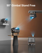 1080P Full HD Portable Projector with 4K Support, 90° Gimbal, Smart Android 11.0, 5G WiFi, and Bluetooth for Home Theater Use