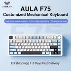 F75 2.4G Wireless/Bluetooth/Wired RGB Mechanical Gaming Keyboard with Customizable 75% Layout and Gasket Structure - Glacier blue Reaper Switch