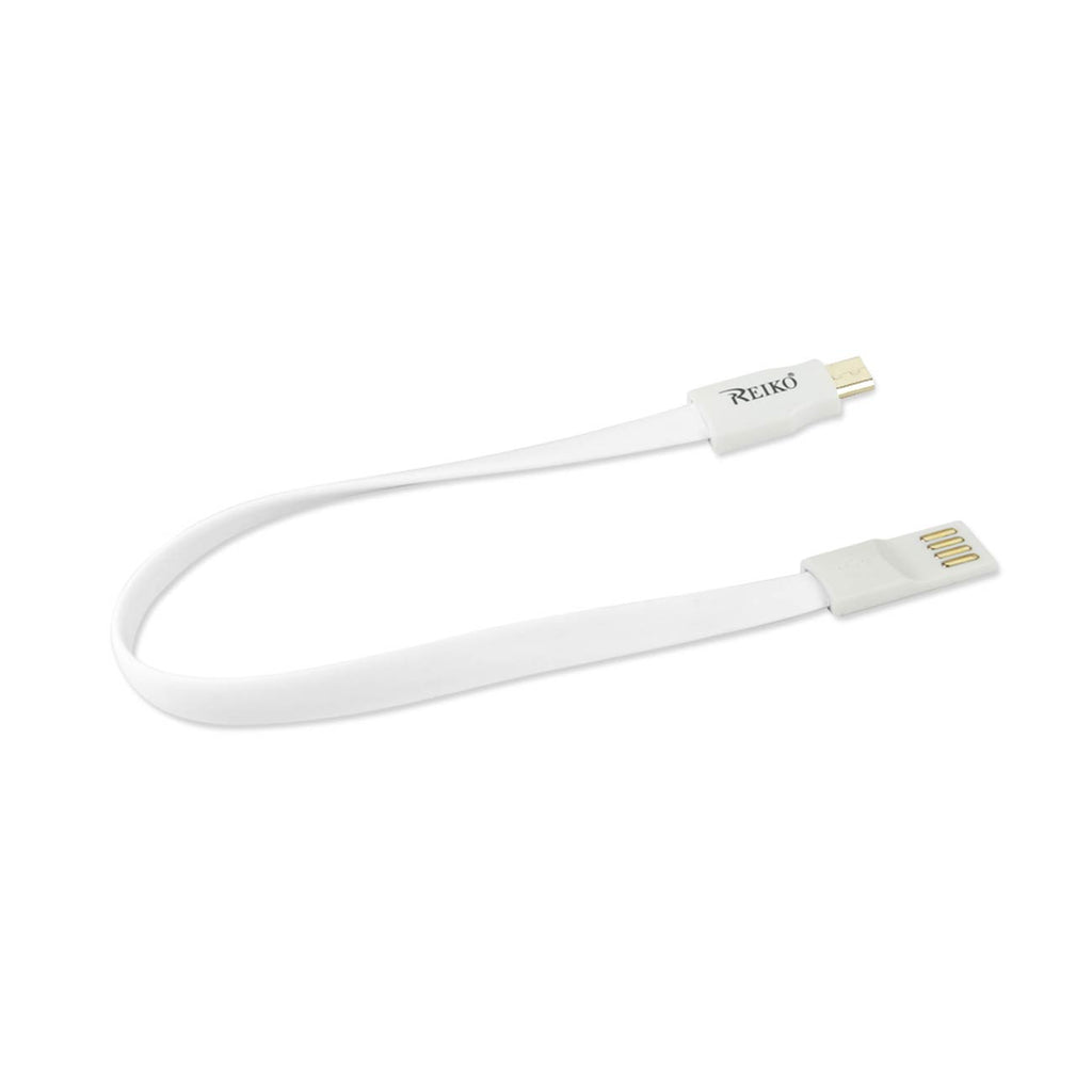 Reiko Flat Magnetic Gold Plated Micro Usb Data Cable 0.7 Foot In White