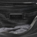 Re-Nylon Vela Saffiano Pocket Double Zip Shoulder Bag Black