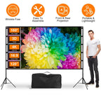 120 inch Options Projector Screen with Stand 16:9 4K HD Rear Front Wrinkle-Free Portable And Foldable Movie Screen with Carry Bag For Indoor Outdoor Home Theater Backyard Cinema