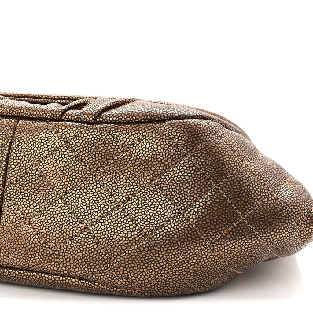 Metallic Caviar Half Moon Large Flap Bronze