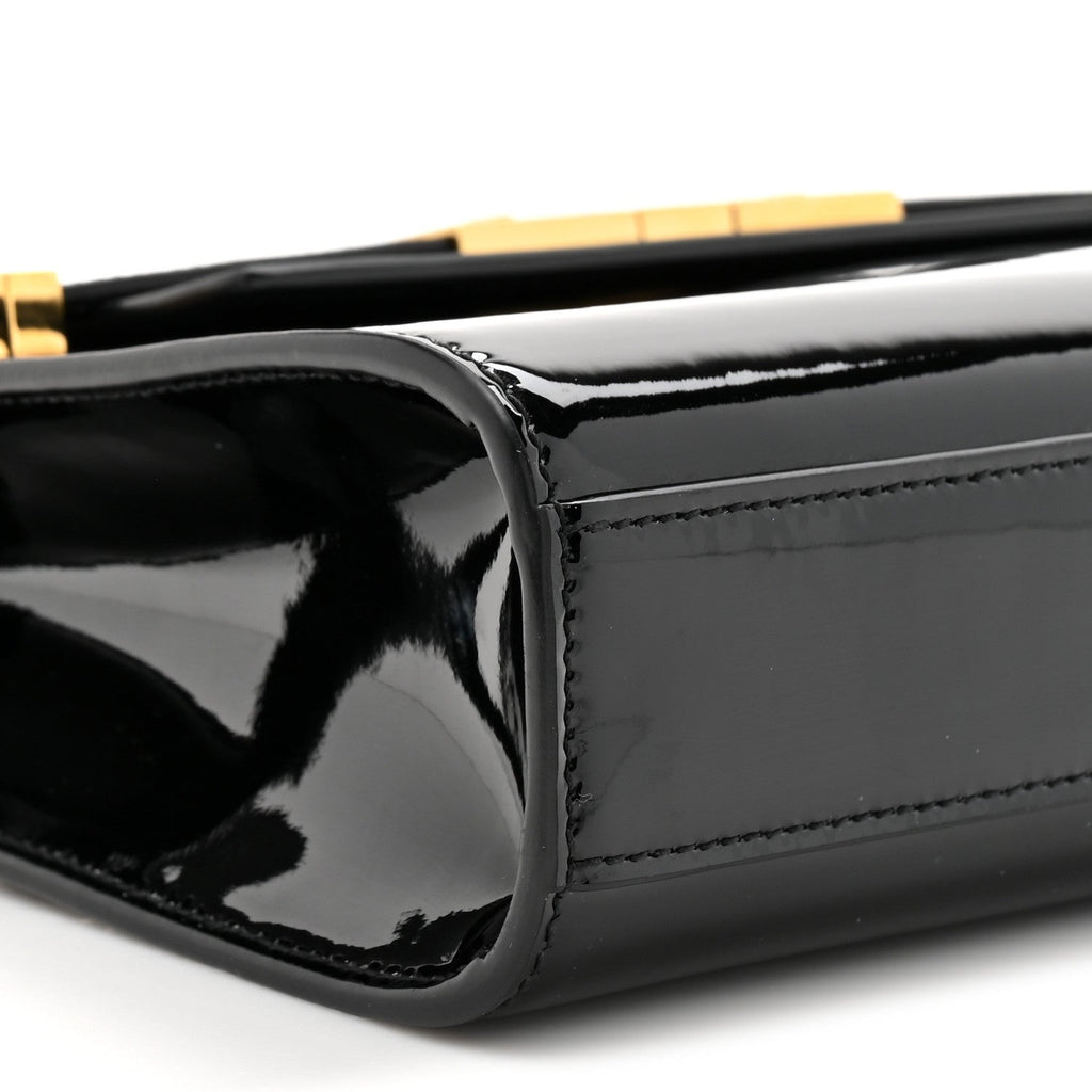 Patent Small Manhattan Shoulder Bag Black