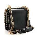 Vitello Liberty Scalloped Studded Small Kan I Shoulder Bag Black