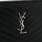 Grain De Poudre Matelasse Chevron Monogram Chain Wallet Black