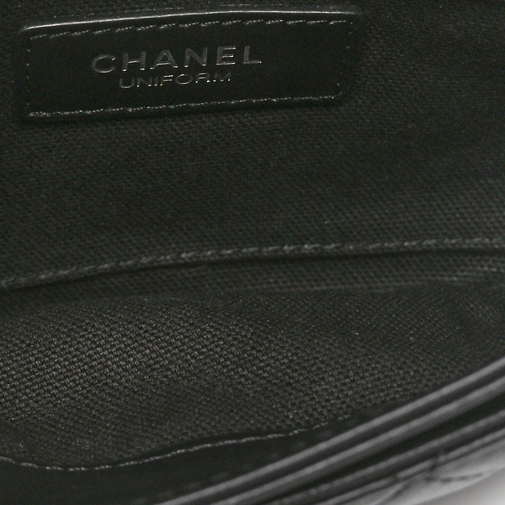 Calfskin Quilted CC Uniform Flap Belt Bag Black
