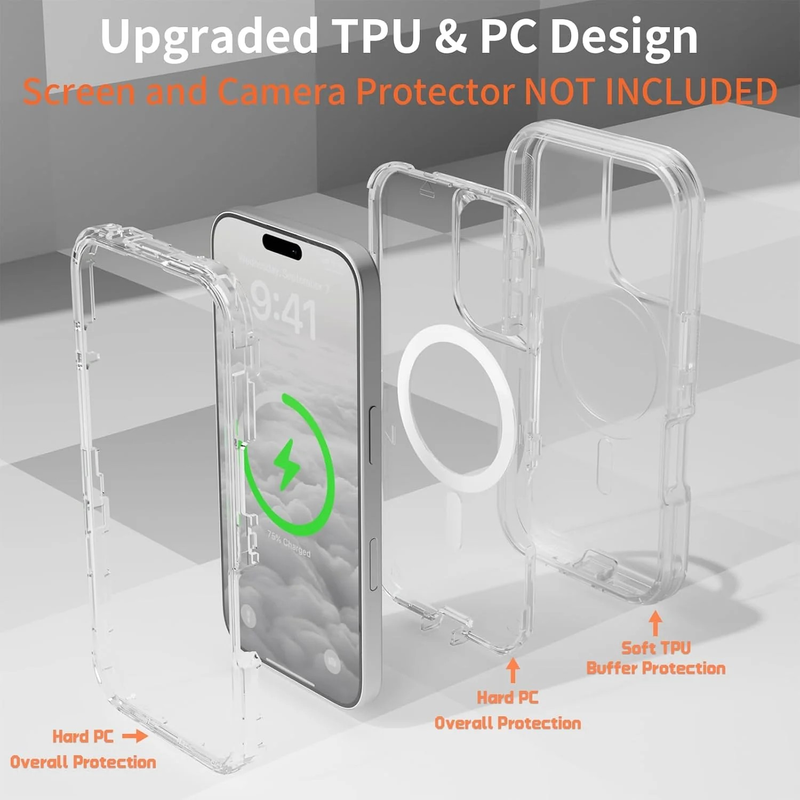 Entronix Bundle Compatible with iPhone 17 - [Magnetic] [Clear] Heavy Duty Case & 1 Clear Screen Protector