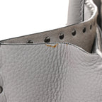 Grained Calfskin Medium Rockstud Double Handle Horizontal Tote Pastel Grey