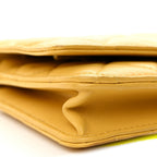 Lambskin Quilted Wallet On Chain WOC Yellow