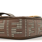 Wool Vitello King Houndstooth FF Embroidered Baguette Beige Moro
