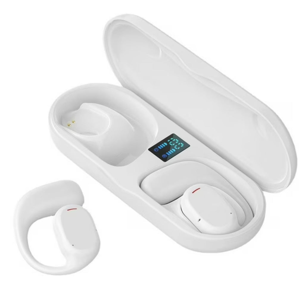 KENRO Open-Ear Bone Conduction Headphones with Ear Hook No Noise Cancel - White