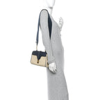 Canvas Calfskin Teen Soft 16 Shoulder Bag Vanilla Navy