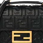 Nappa Small FF Embossed Midi Chain Baguette Black