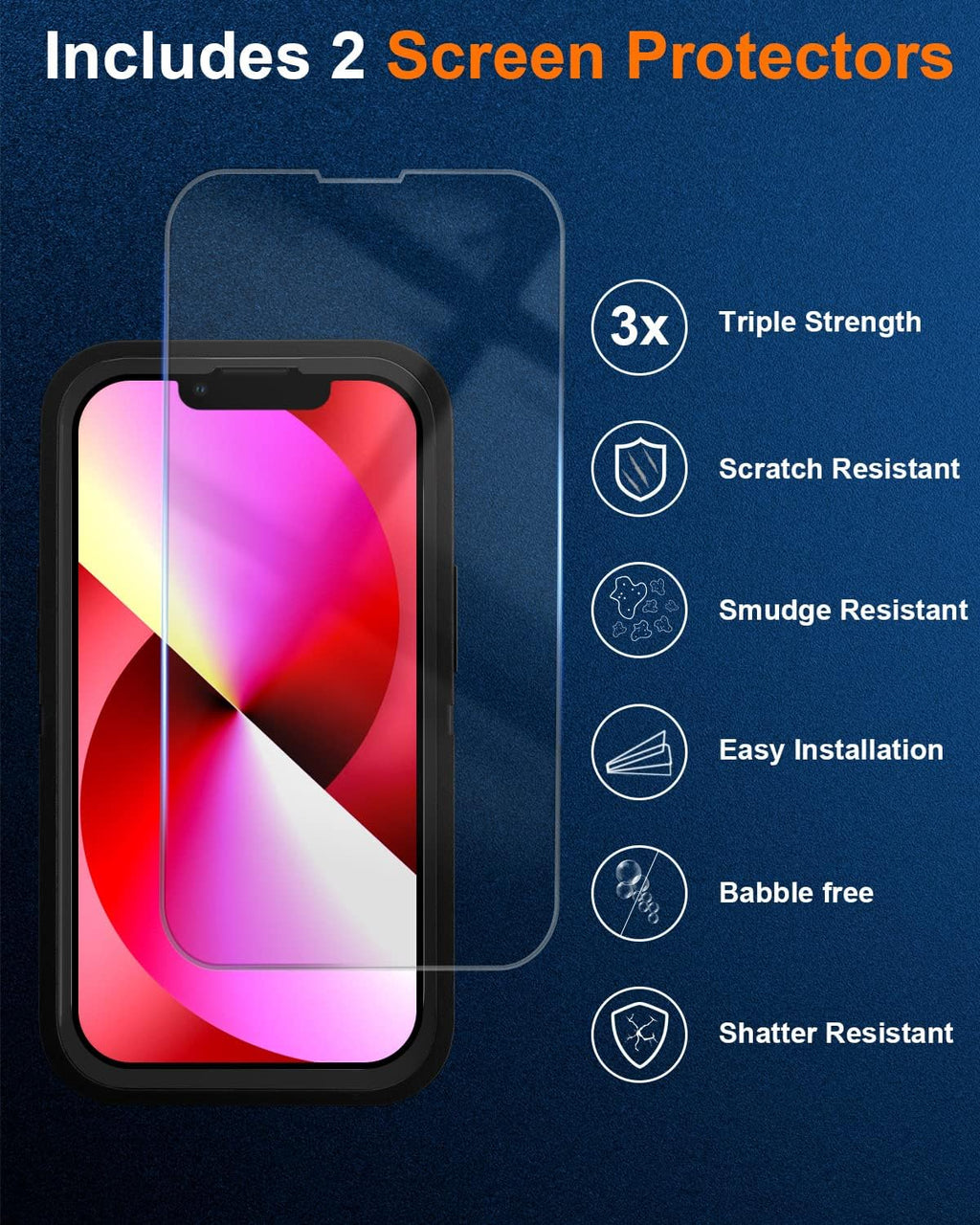 Entronix Bundle Compatible with iPhone 14 Plus - Heavy Duty & 2 Clear Screen Protectors