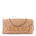 Calfskin Quilted Enchained Clutch Beige