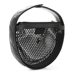 Mesh Shiny Lambskin Pouch Hobo Black