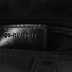 Shiny Crinkled Calfskin Studded Saddle Bag Black