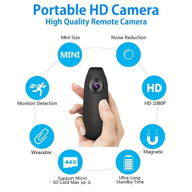 Small Body Cameras; 1080P Full HD Mini Camera Body Wear Camera;with 32GB Card; Portable Pocket Body Cams With Back Clip; Video & Audio Recording; Motion Activated