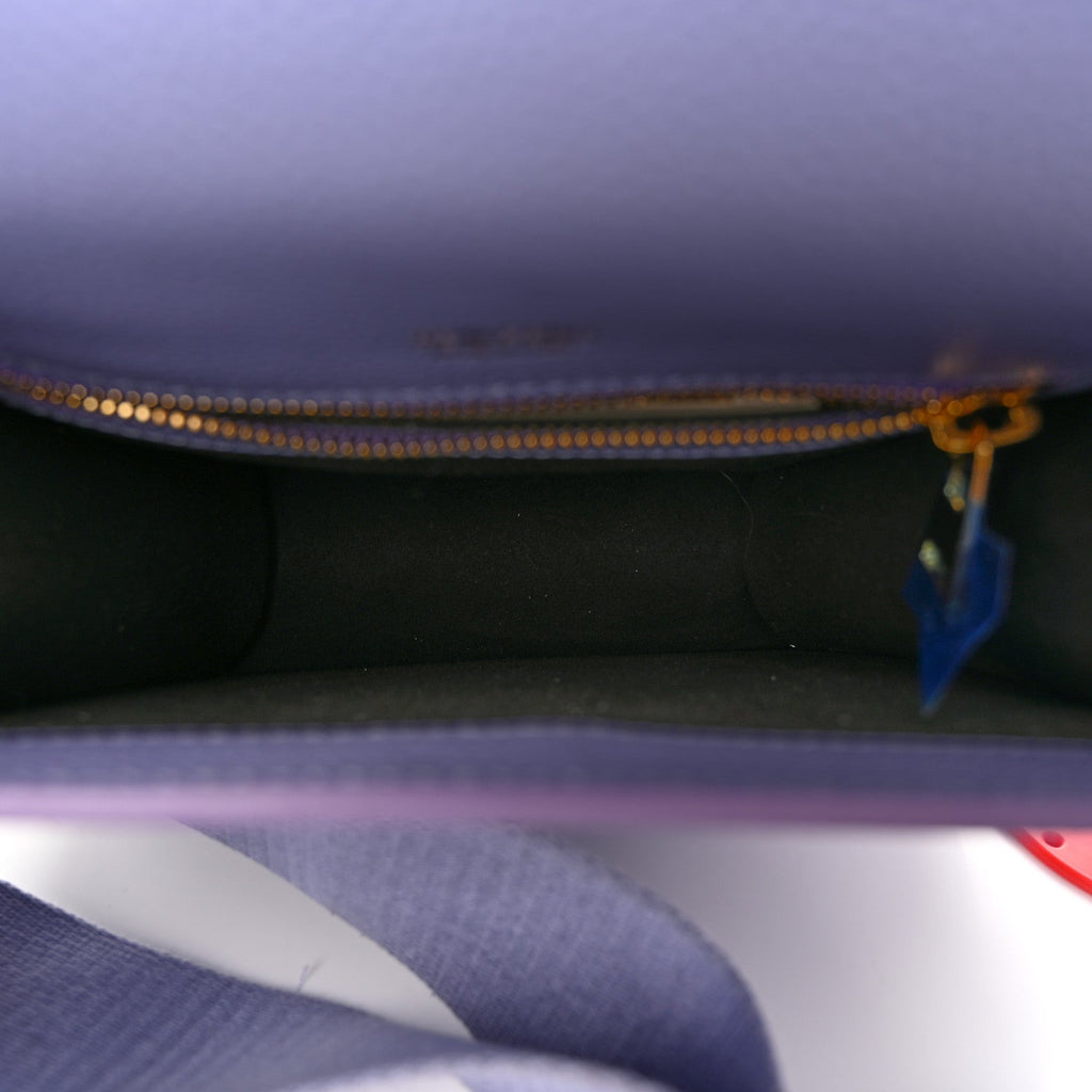 Calfskin Mini T Clasp Tara Crossbody Bag Hyacinth
