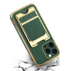 Reiko Iphone 13 Pro Leather Case With Card Holder In Green