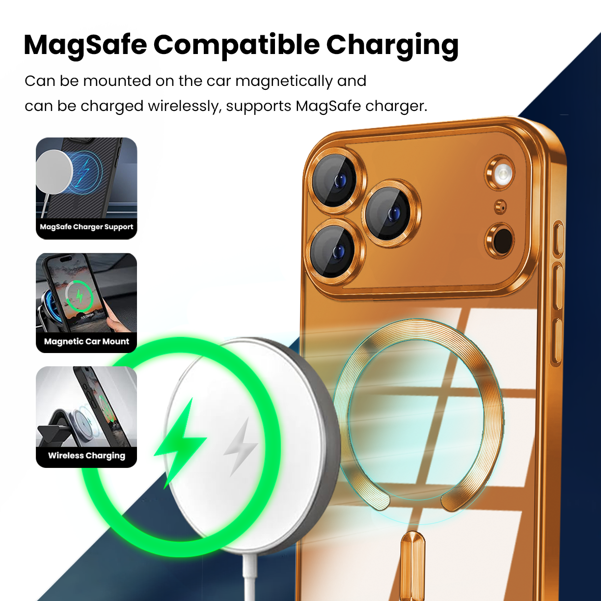 Entronix Bundle Compatible with iPhone 17 Pro Max - [Magnetic] Luxury Glossy Case & 2 Clear Screen Protectors