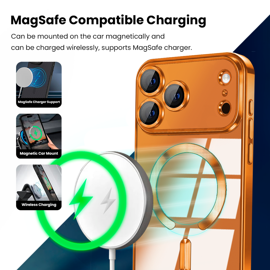 Entronix [Magnetic] Case Compatible with iPhone 17 Pro - [Clear Back] Luxury Glossy Cover