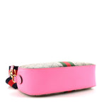 GG Supreme Monogram Textured Dollar Calfskin Web Ophidia Small Crossbody Bag Beige Ebony Fuchsia