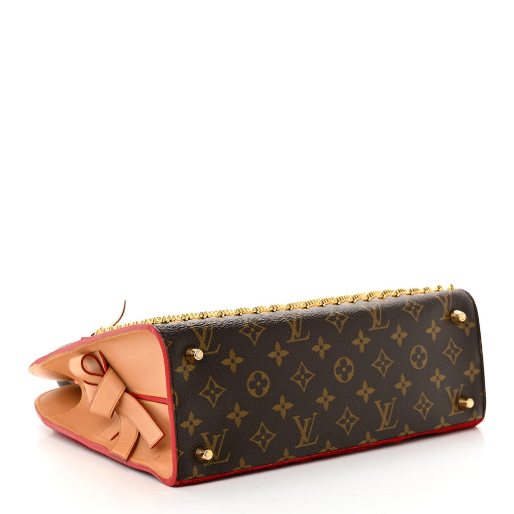 Monogram Calf Hair Spikes Iconoclasts Christian Louboutin Tote Red