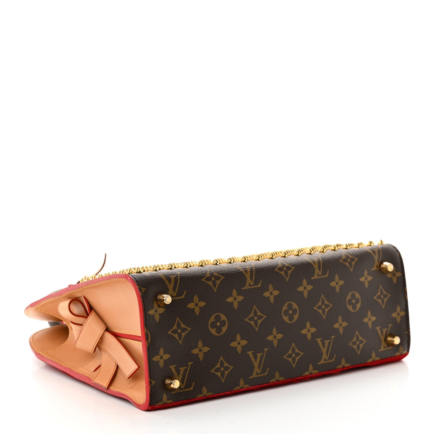 Monogram Calf Hair Spikes Iconoclasts Christian Louboutin Tote Red