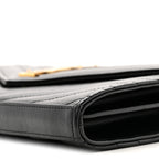 Grain De Poudre Matelasse Chevron Monogram Chain Wallet Black