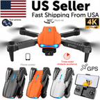 Drones Quadcopter 5G 4K GPS Drone X Pro with HD Dual Camera WiFi FPV Foldable RC - White- No Camera