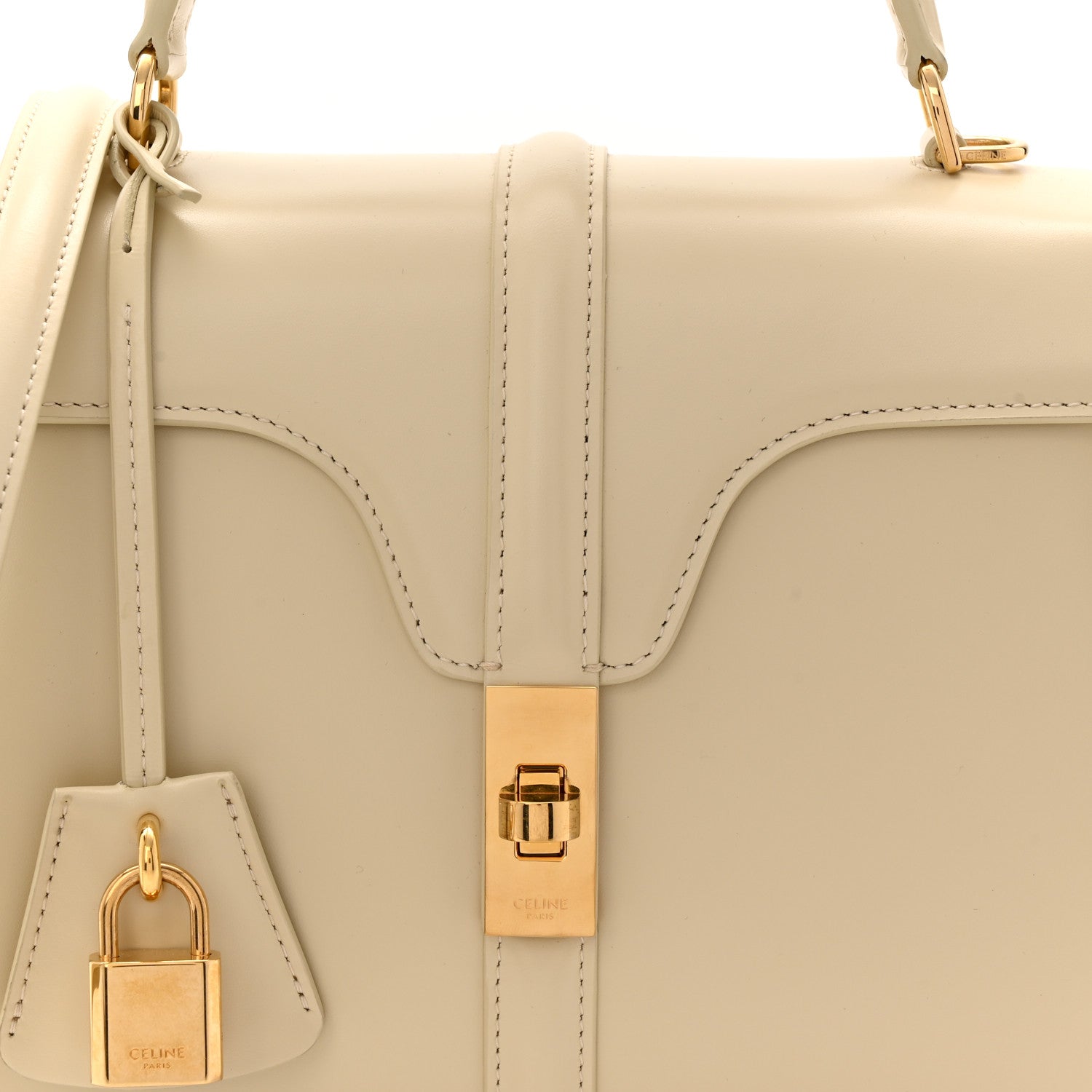 Satinated Calfskin Small 16 Top Handle Bag Beige