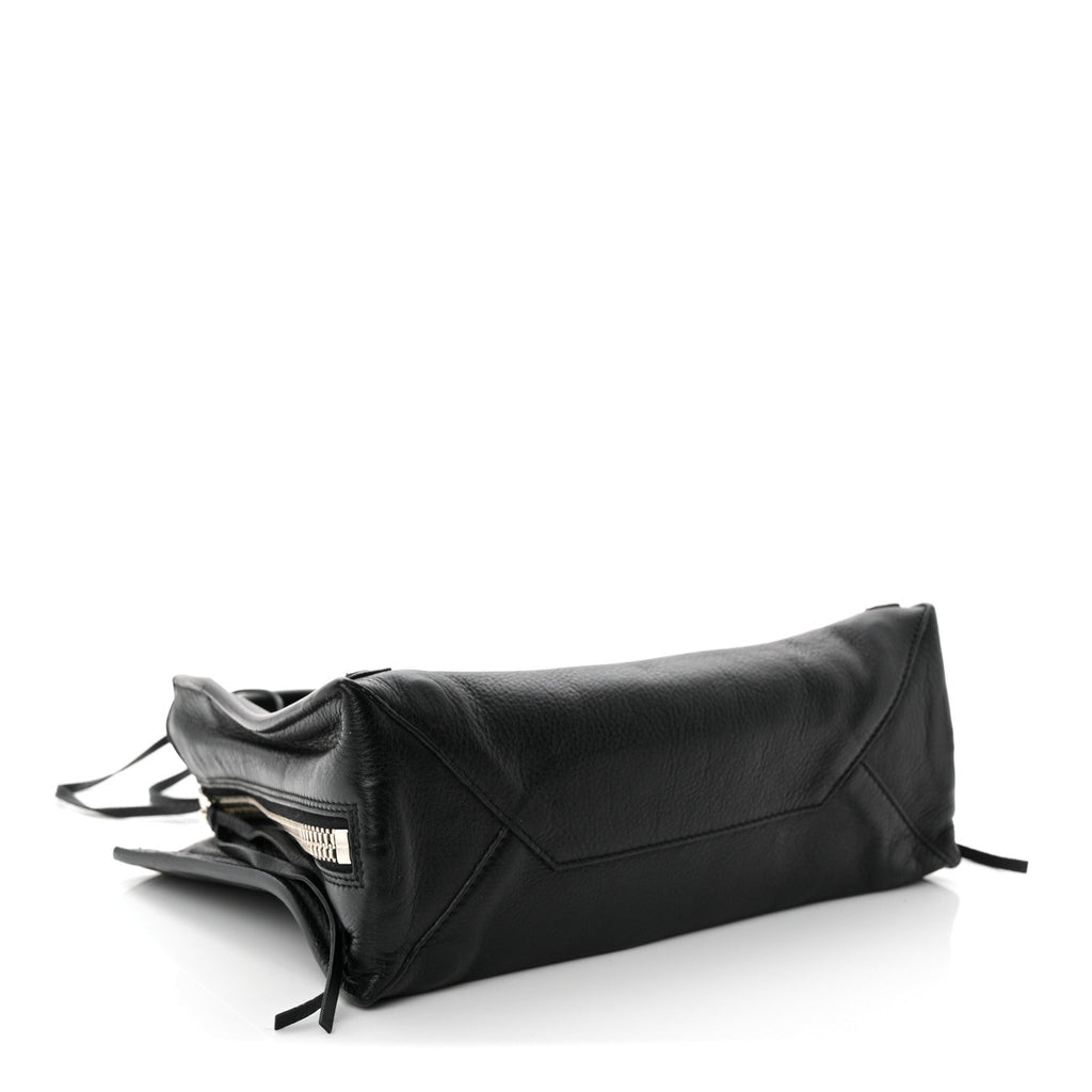 Grained Calfskin Papier Mini A4 Zip Around Tote Black