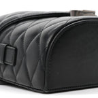 Lambskin Quilted Monogram June Box Bag  Black