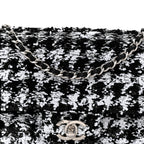 Sequin Houndstooth Small Flap Black White