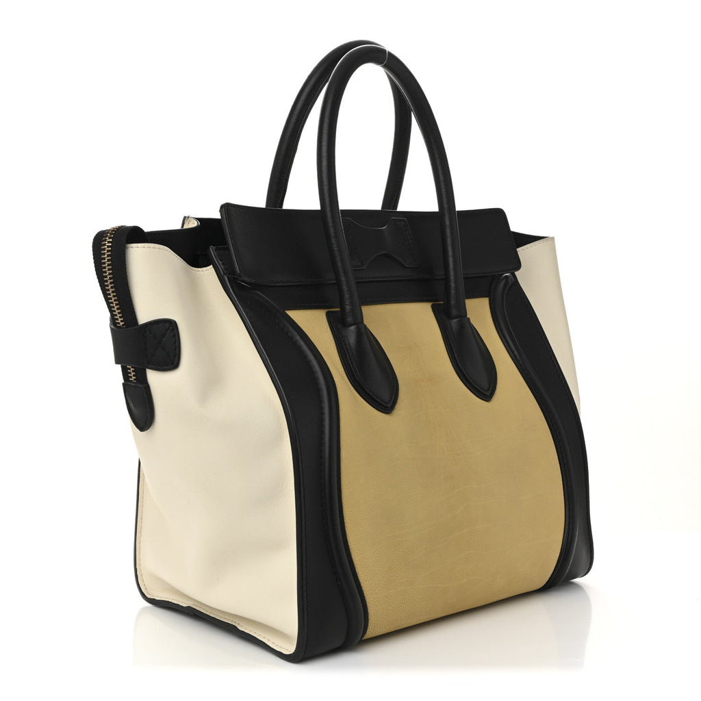 Velluto Calfskin Mini Tri-Color Luggage Vanilla